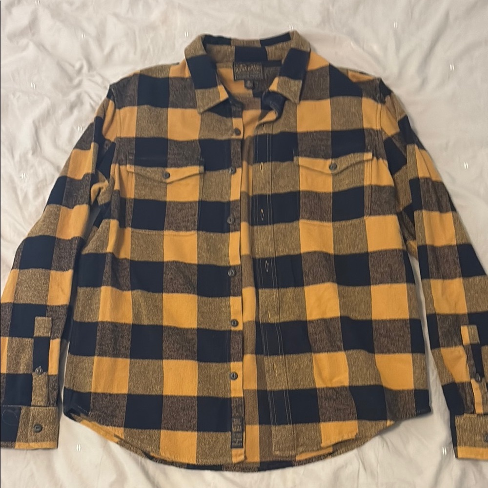 Lucky Brand Mustard and Navy Checkered Shirt